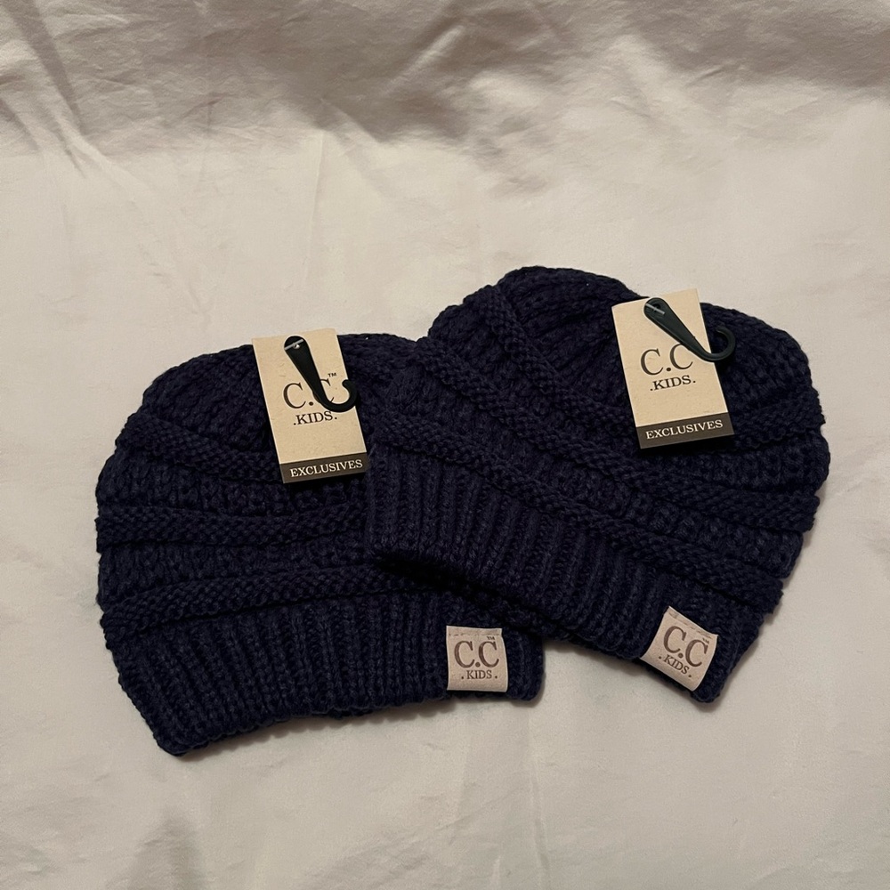 New! C.C Beanie Cable Knit Childs Navy Hat